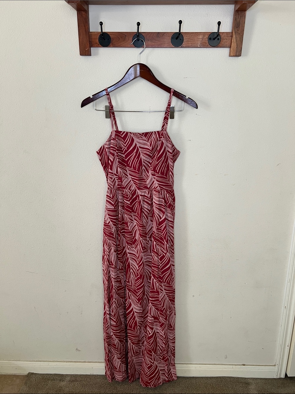 Lily Rose Maxi Dress Pink Red Tropical Size Small Vacation Casual Summer